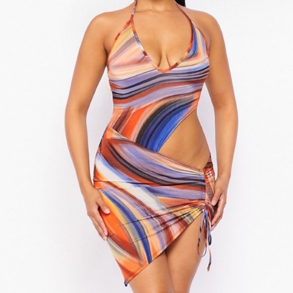 Orange Striped Women's Dress